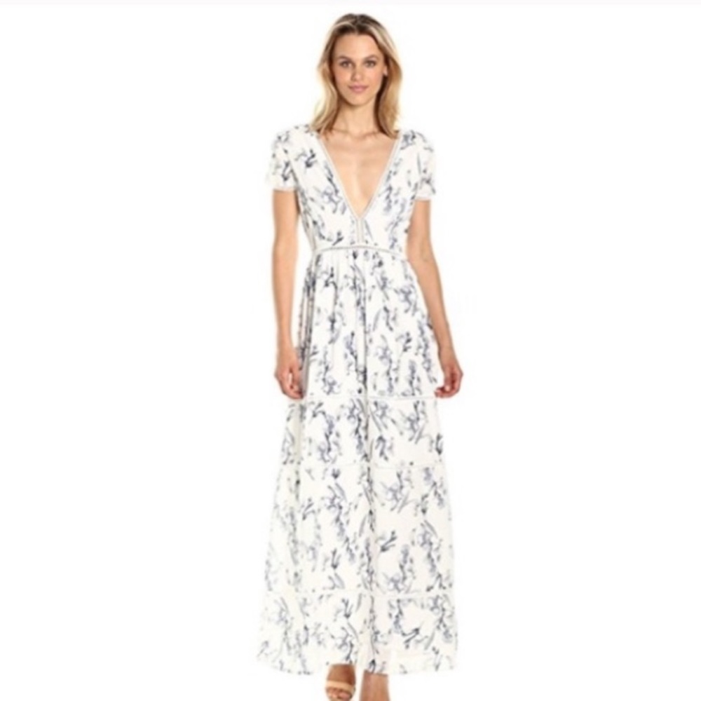 Lucca Lace Inset Deep V-neck Maxi Dress Size M!!